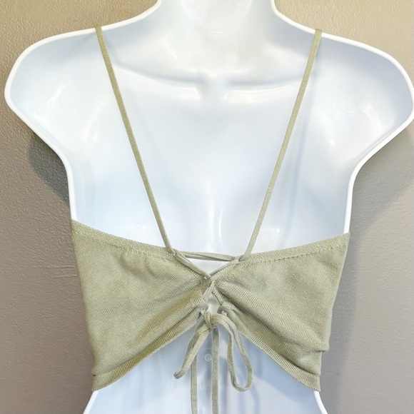 Brandy Melville Cotton Fitted Crop Camisole Light Green - Picture 2 of 6